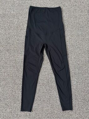 Poshdivah Black Maternity Leggings with Side Pockets
